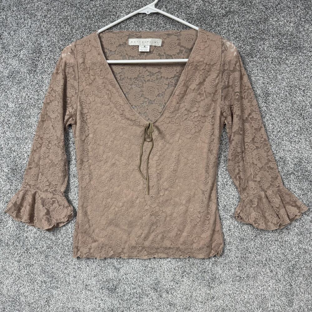 Vintage Y2K Bette Paige Lace Top S Bell Sleeve Fairy Indie Coquette Romantic